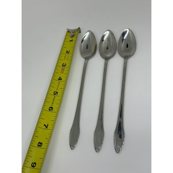 VTG Unknown Brand Set Of 3 Stainless Steel Long Teaspoons for Tea Coffee Kitchen - Picture 5 of 5
